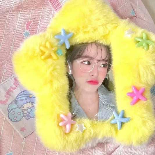 Fluffy Star Photocard Holder Keychain