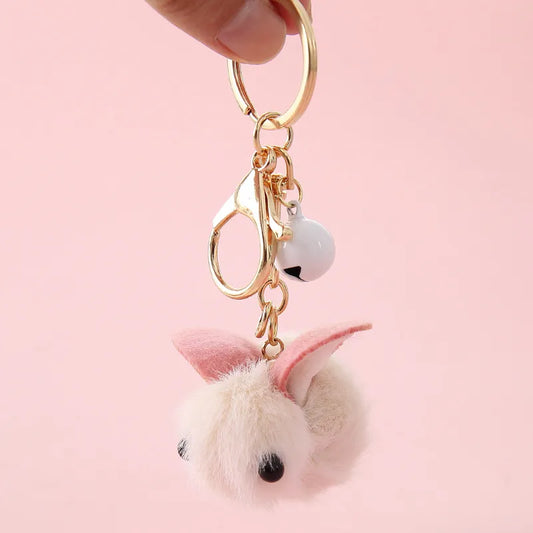 Fluffy White Rabbit Keychain