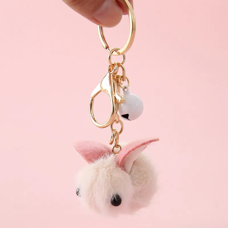 Fluffy White Rabbit Keychain