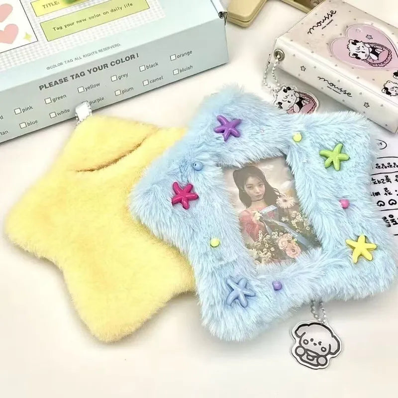 Fluffy Star Photocard Holder Keychain