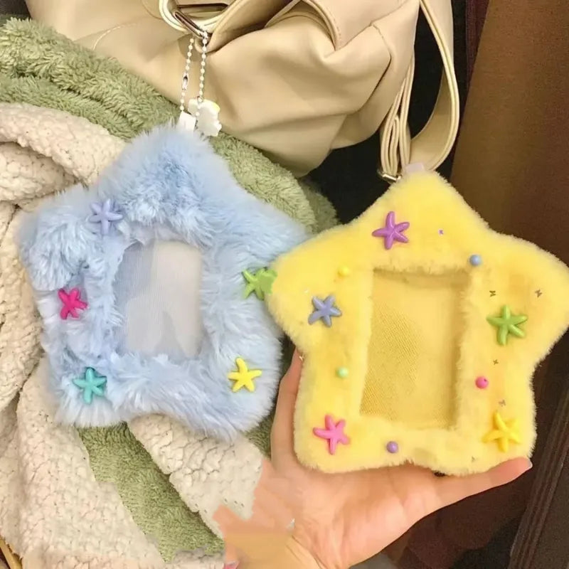 Fluffy Star Photocard Holder Keychain