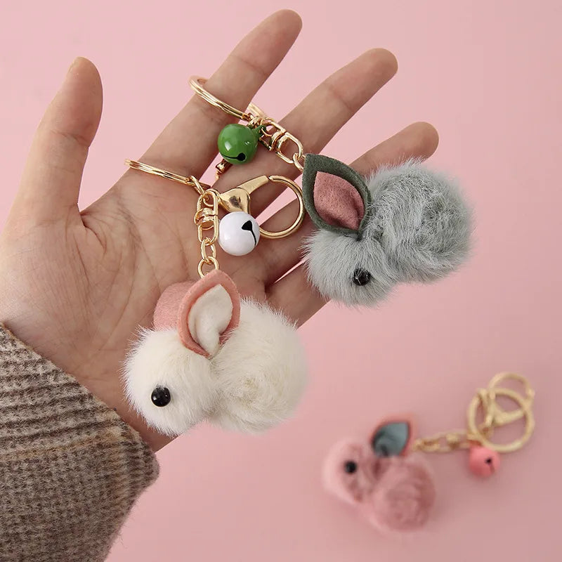 Fluffy White Rabbit Keychain