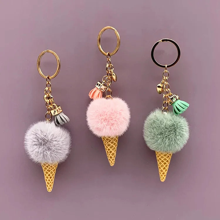 Fluffy Ice Cream Keychain