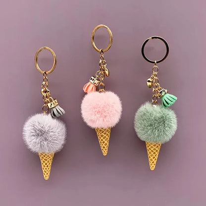 Fluffy Ice Cream Keychain
