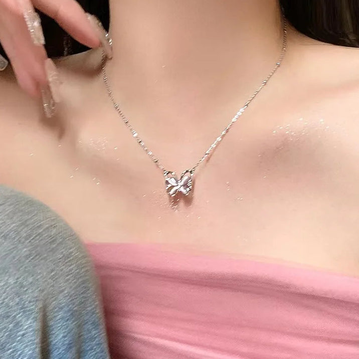 Silver Butterfly Chain Necklace