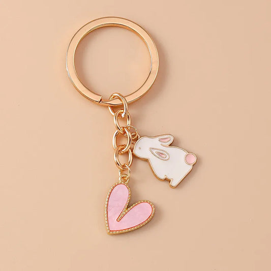 Sweet Rabbit Metal Keychain