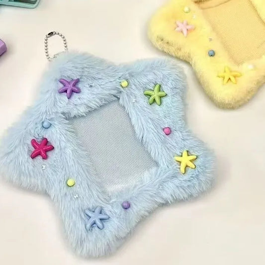 Fluffy Star Photocard Holder Keychain