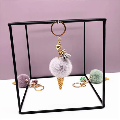 Fluffy Ice Cream Keychain