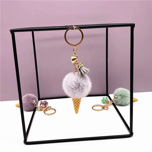 Fluffy Ice Cream Keychain