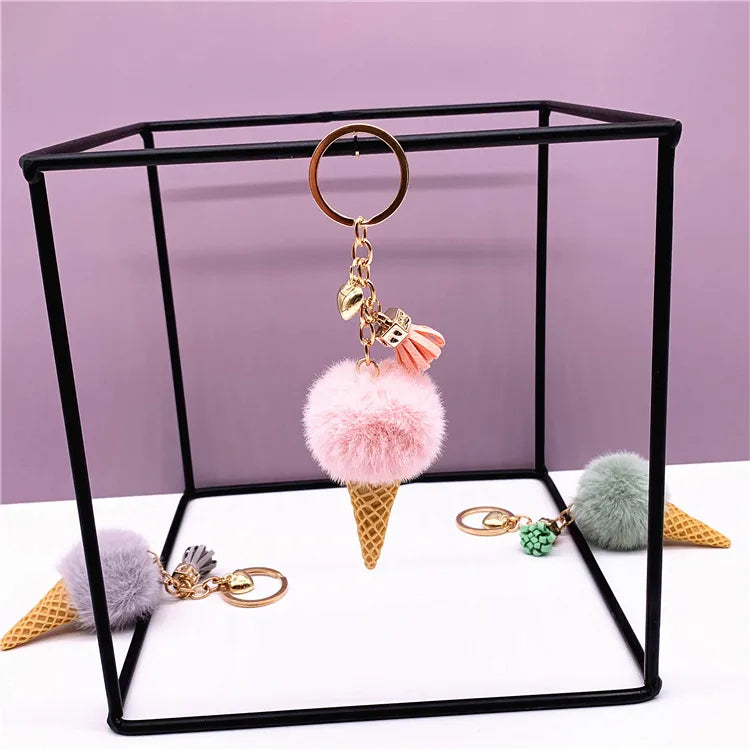 Fluffy Ice Cream Keychain