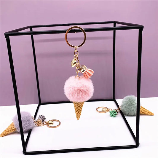 Fluffy Ice Cream Keychain
